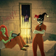 Batman stopping by Arkham to check in on Poison Ivy and Harley Quinn.